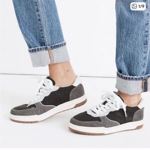 Madewell MWL Court Atheleisure Comfy Sneakers in Dark Colorblock Nubuck + Suede
